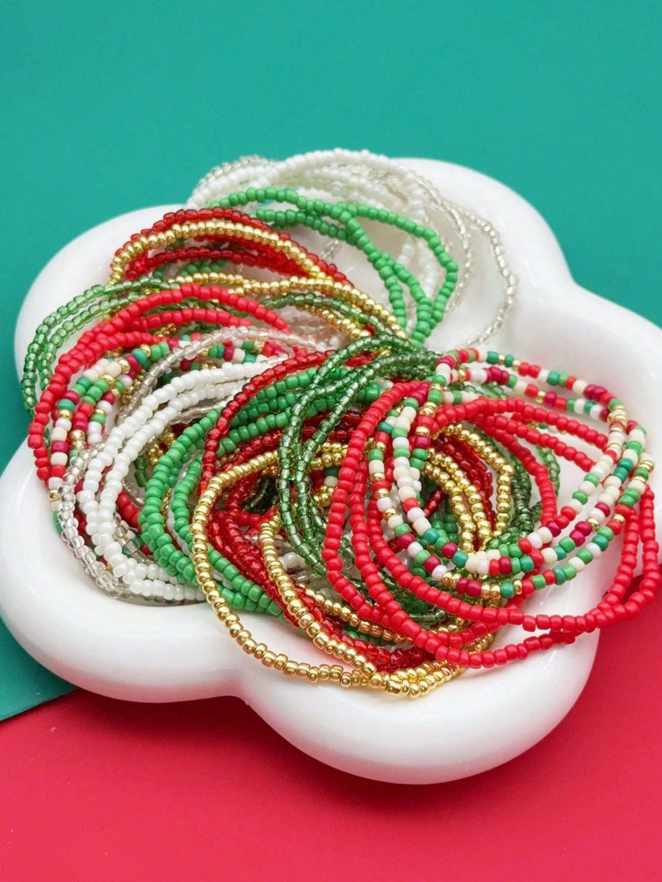 HOLIDAY BEADED BRACELETS 9 PACK