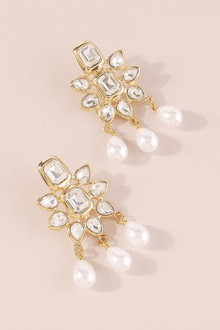 Luxury Pearl Rhinestone Drop Earrings