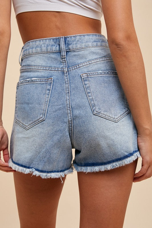 LUCY DISTRESSED DENIM SHORTS