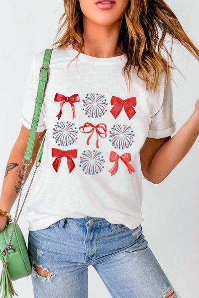 July 4th Bow Firework Graphic Tee