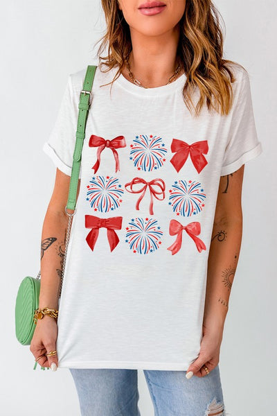 July 4th Bow Firework Graphic Tee