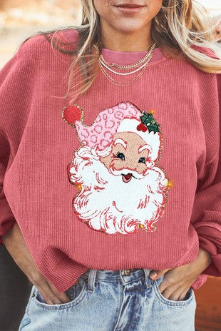 SANTA PATCH CORDED SWEATSHIRT