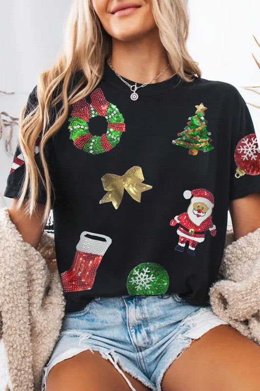 Sequin Christmas Essentials Graphic Tee