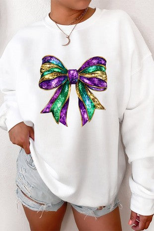 MARDI GRAS BOW SWEATSHIRT