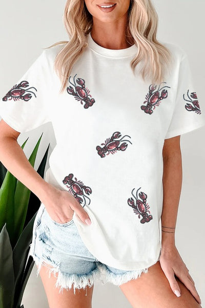SEQUIN CRAWFISH TEE