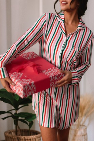CHRISTMAS STRIPE PAJAMA DRESS