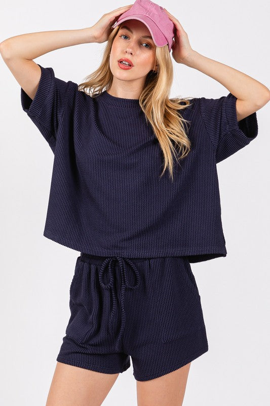 RIBBED SHORTS SET