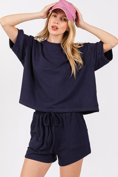 RIBBED SHORTS SET