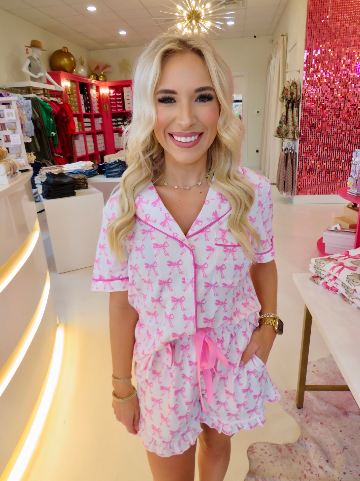 CUTESY BOW PAJAMA SET