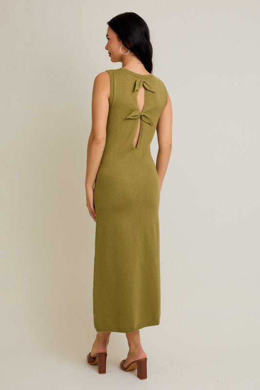 OLIVE WHISPER MIDI DRESS