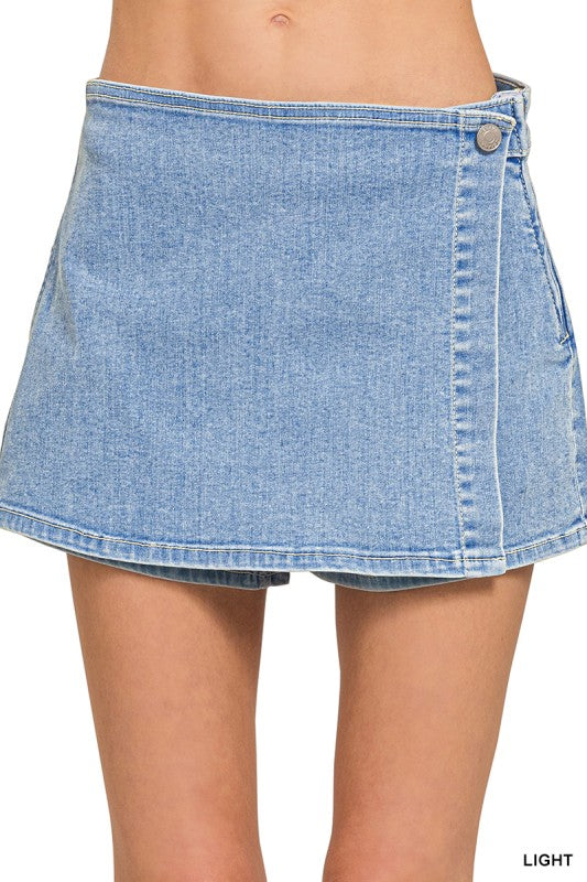 WRAP DENIM SKORT
