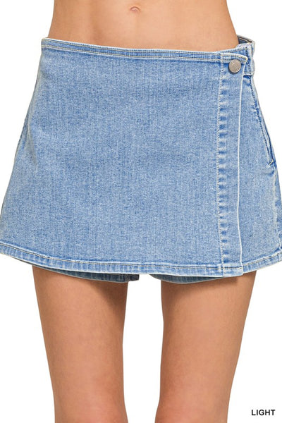 WRAP DENIM SKORT