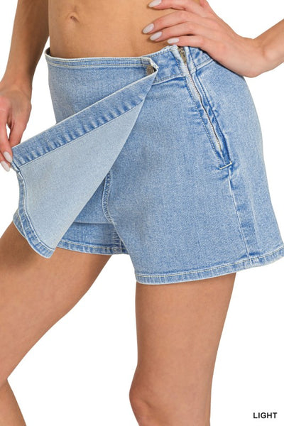 WRAP DENIM SKORT