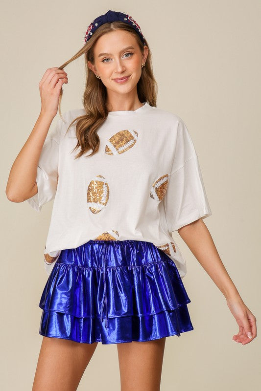 SEQUIN FOOTBALL PATCH TEE
