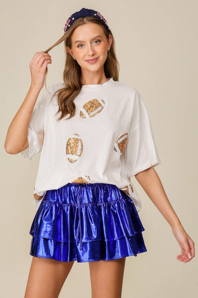 SEQUIN FOOTBALL PATCH TEE