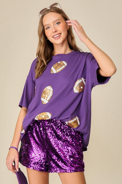 SEQUIN FOOTBALL PATCH TEE