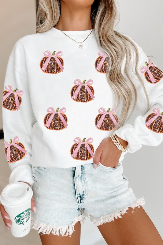 SEQUIN PUMPKIN SWEATSHIRT