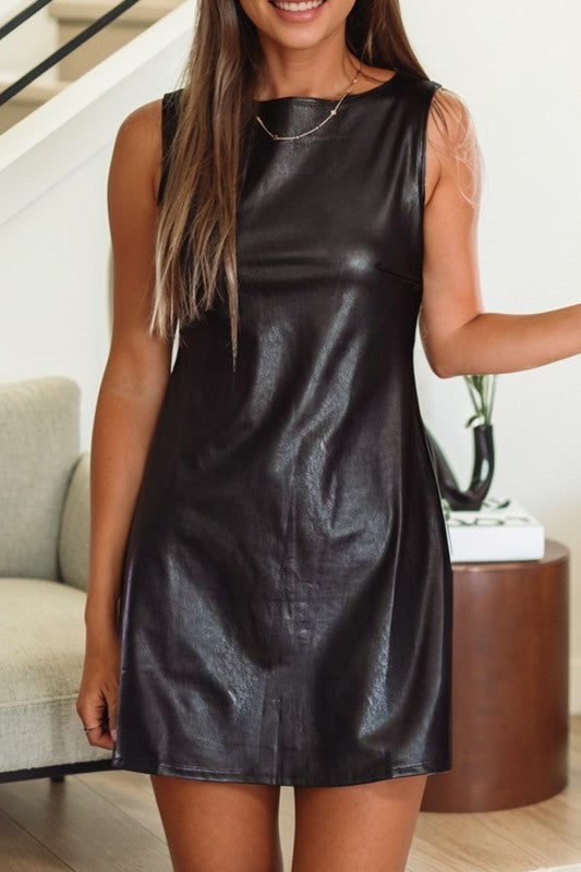 LEATHER MINI DRESS