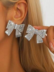 RHINESTONE BOW EARRINGS