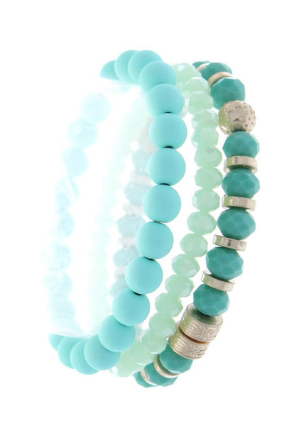 Rubber Coated Crystal Stretch Bracelet 3pc Set